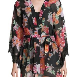 Band of Gypsies Floral Robe with Lace Trim